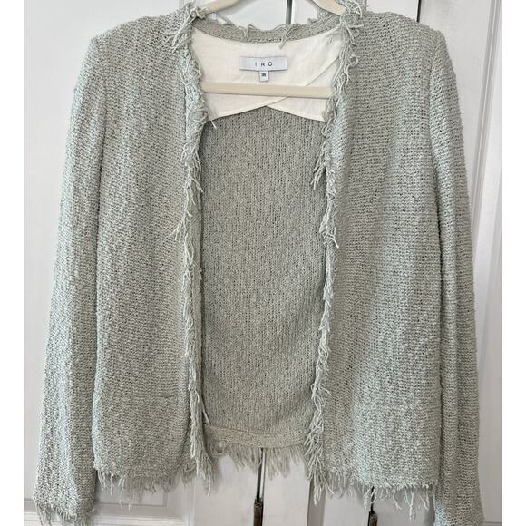 IRO Shavani Grey Tweed Fringe Blazer Jacket | 4 - Picture 1 of 12